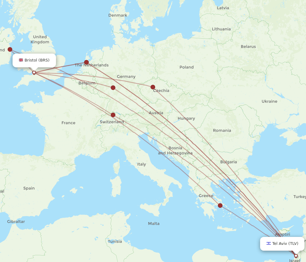 BRS-TLV flight routes