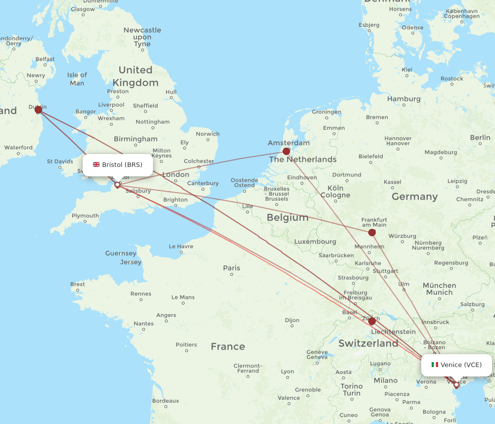 BRS-VCE flight routes