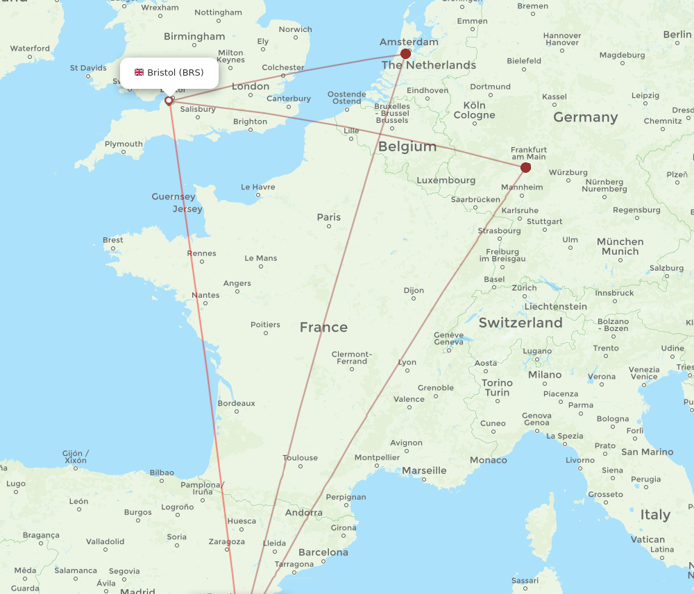 BRS to VLC flights and routes map
