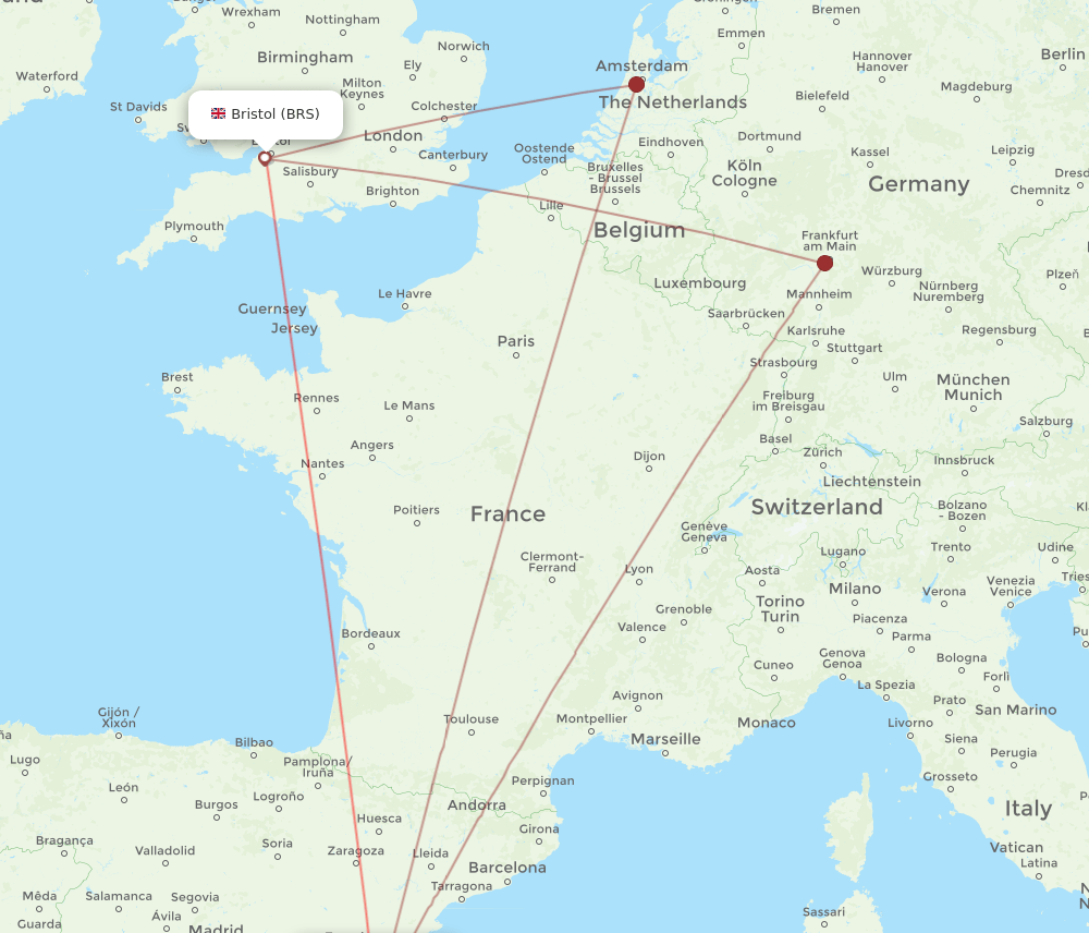 BRS to VLC flights and routes map