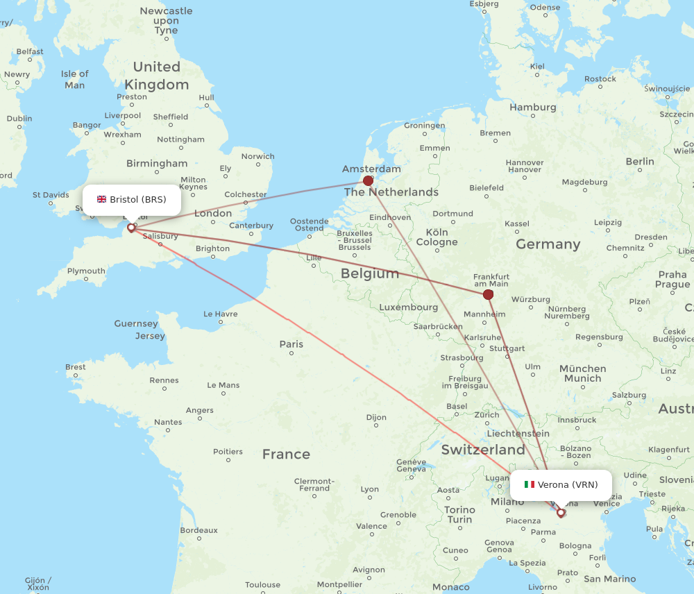 BRS to VRN flights and routes map