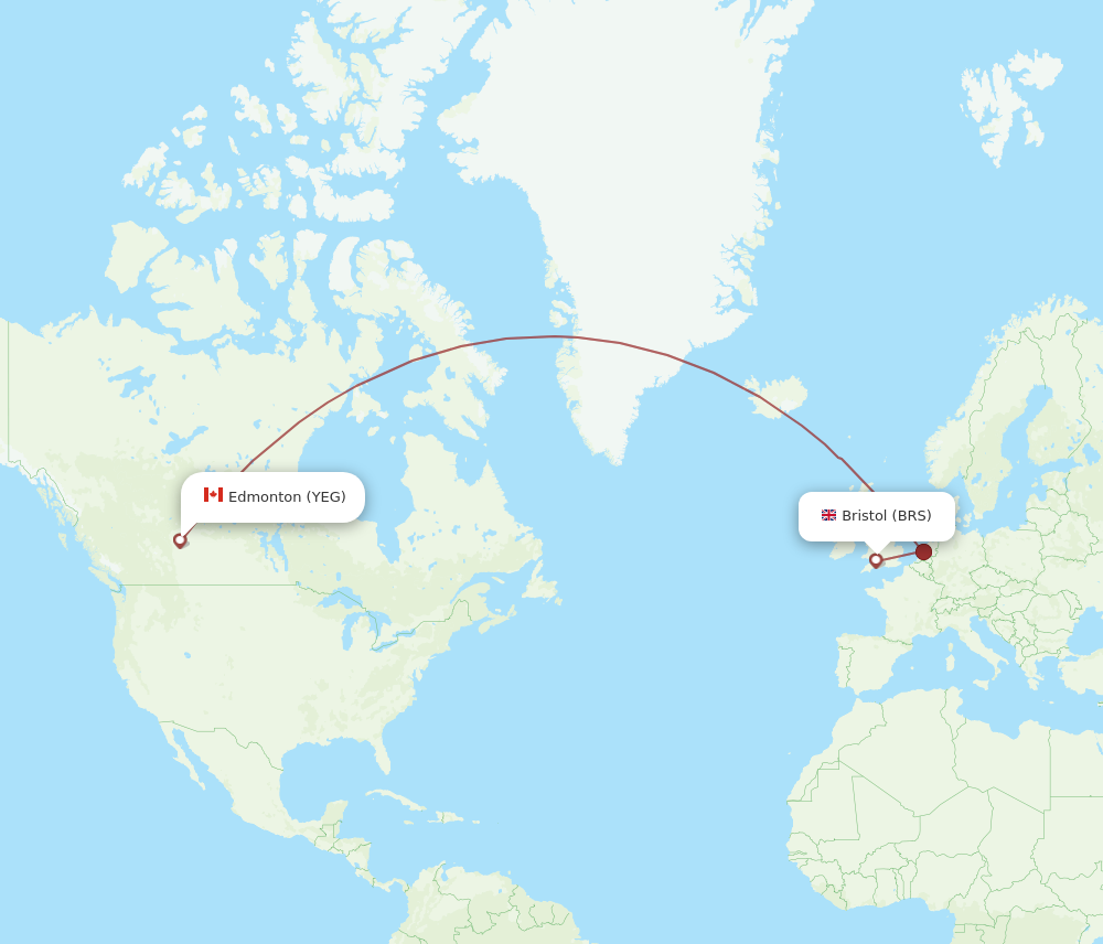 BRS to YEG flights and routes map