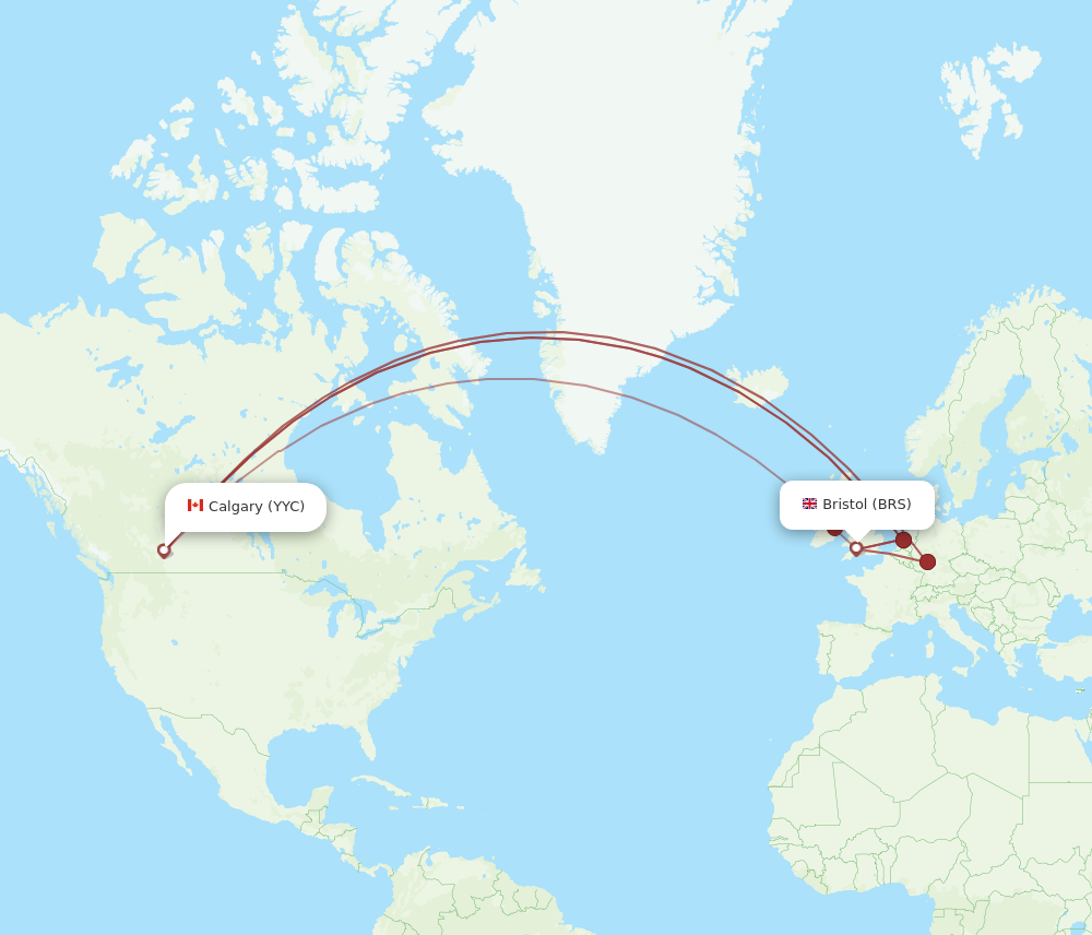 YYC to BRS flights and routes map