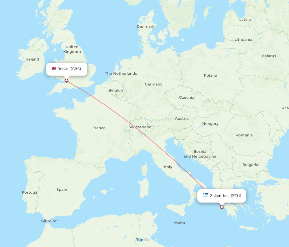 BRS to ZTH flights and routes map