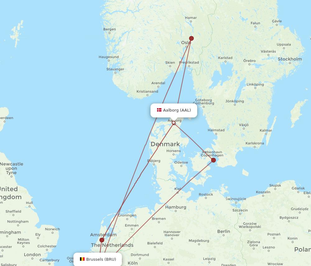 BRU-AAL flight routes