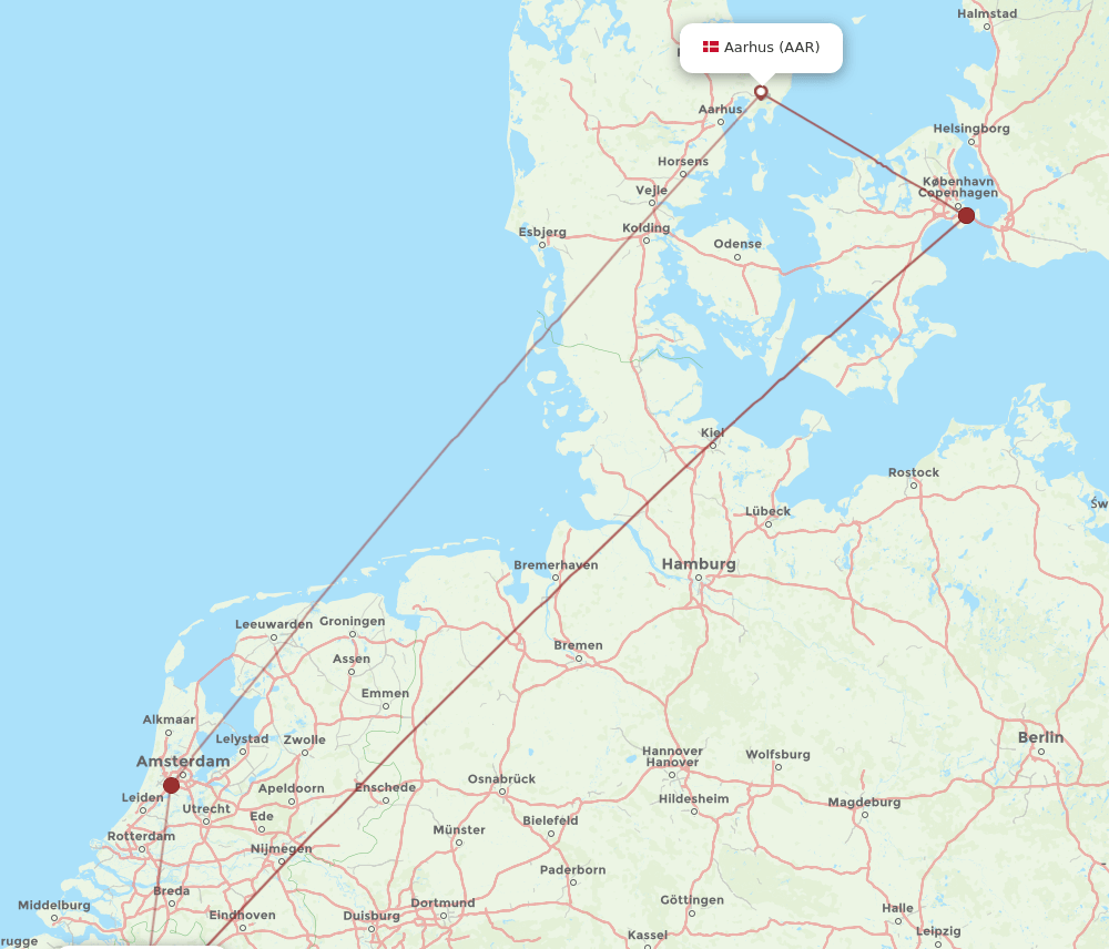 BRU-AAR flight routes
