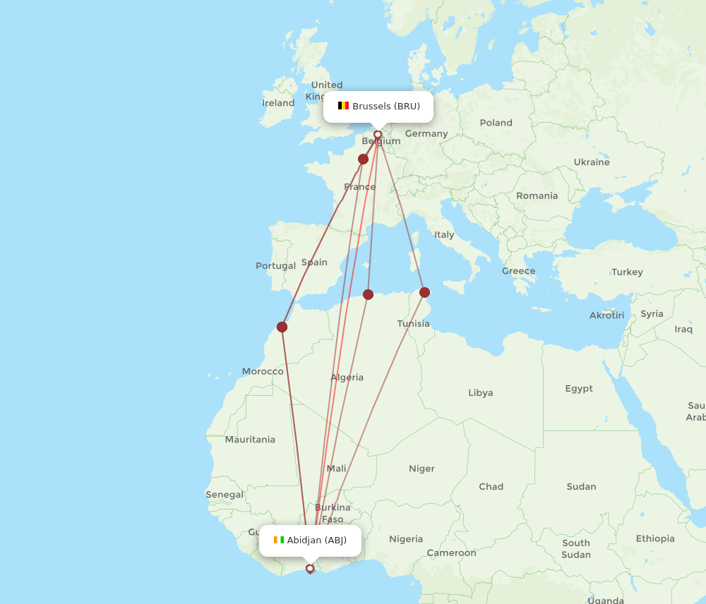 BRU-ABJ flight routes