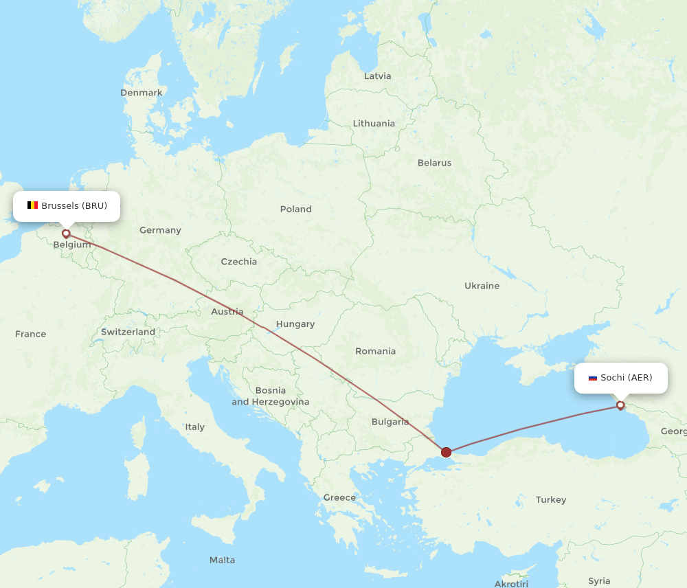 BRU-AER flight routes