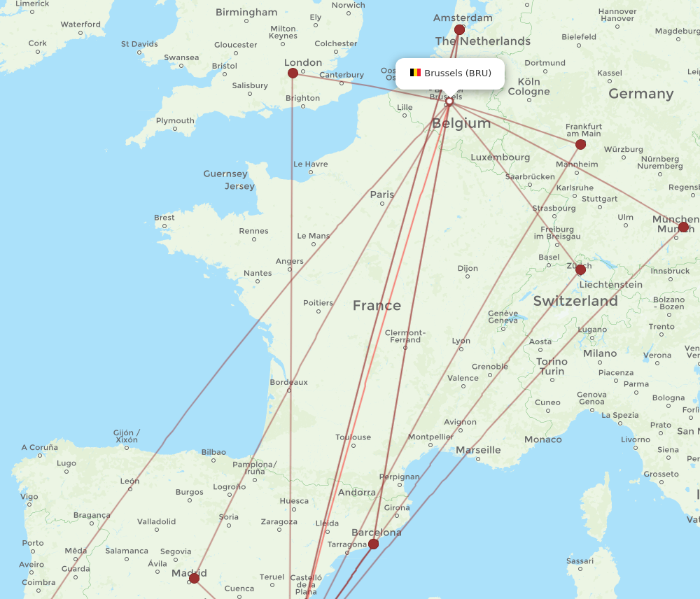 BRU to ALC flights and routes map