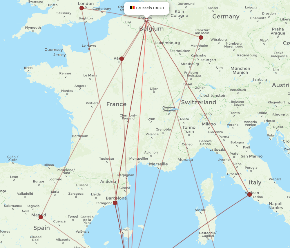 BRU-ALG flight routes