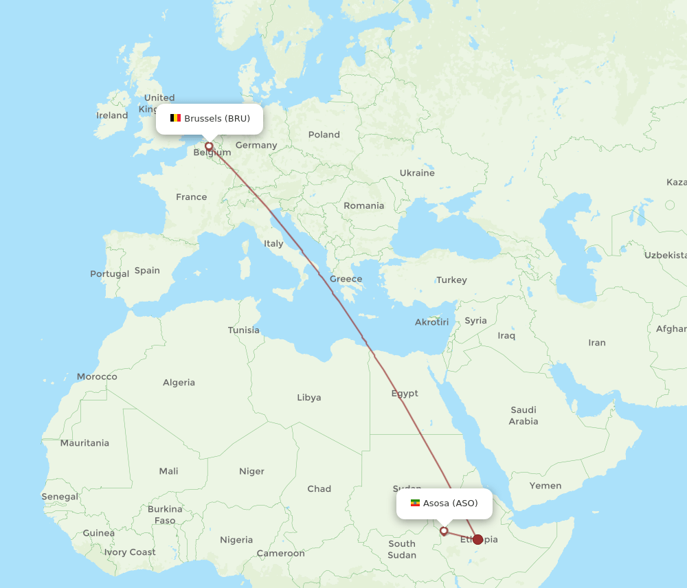 BRU-ASO flight routes