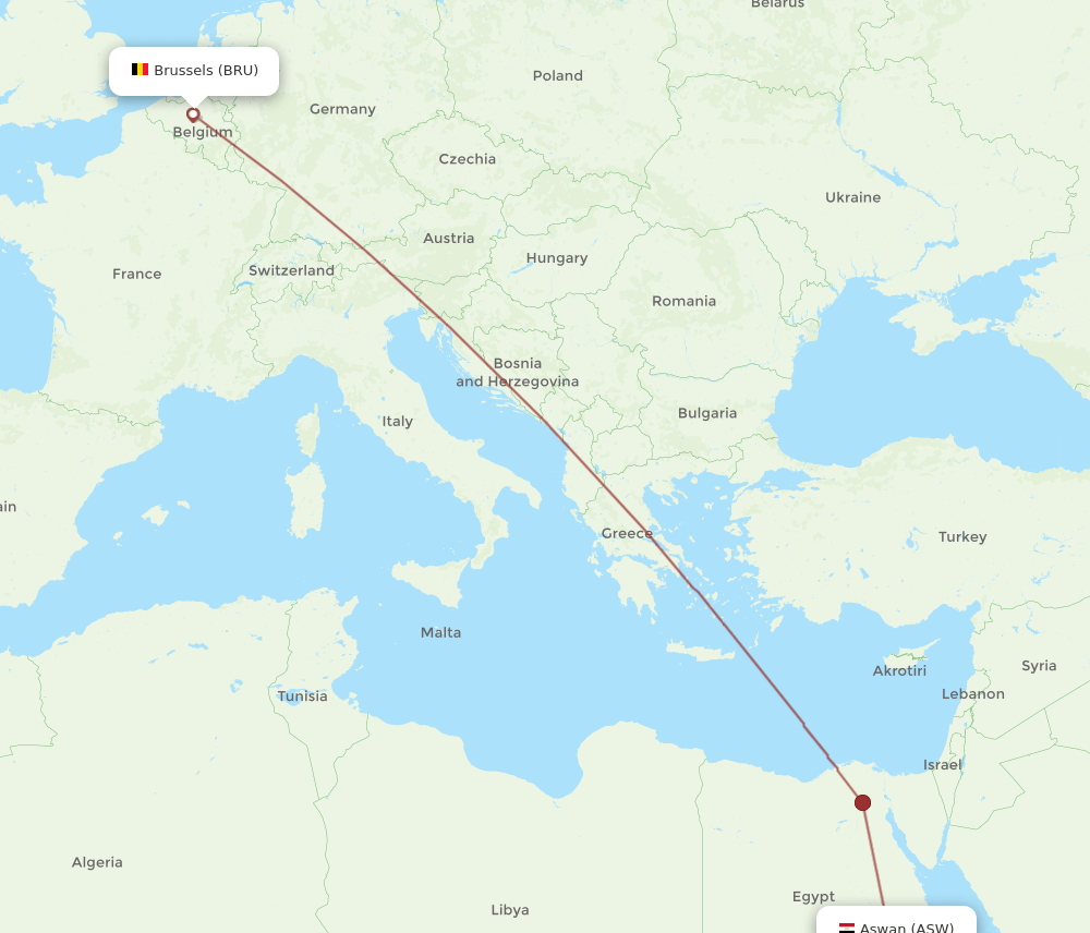 BRU-ASW flight routes
