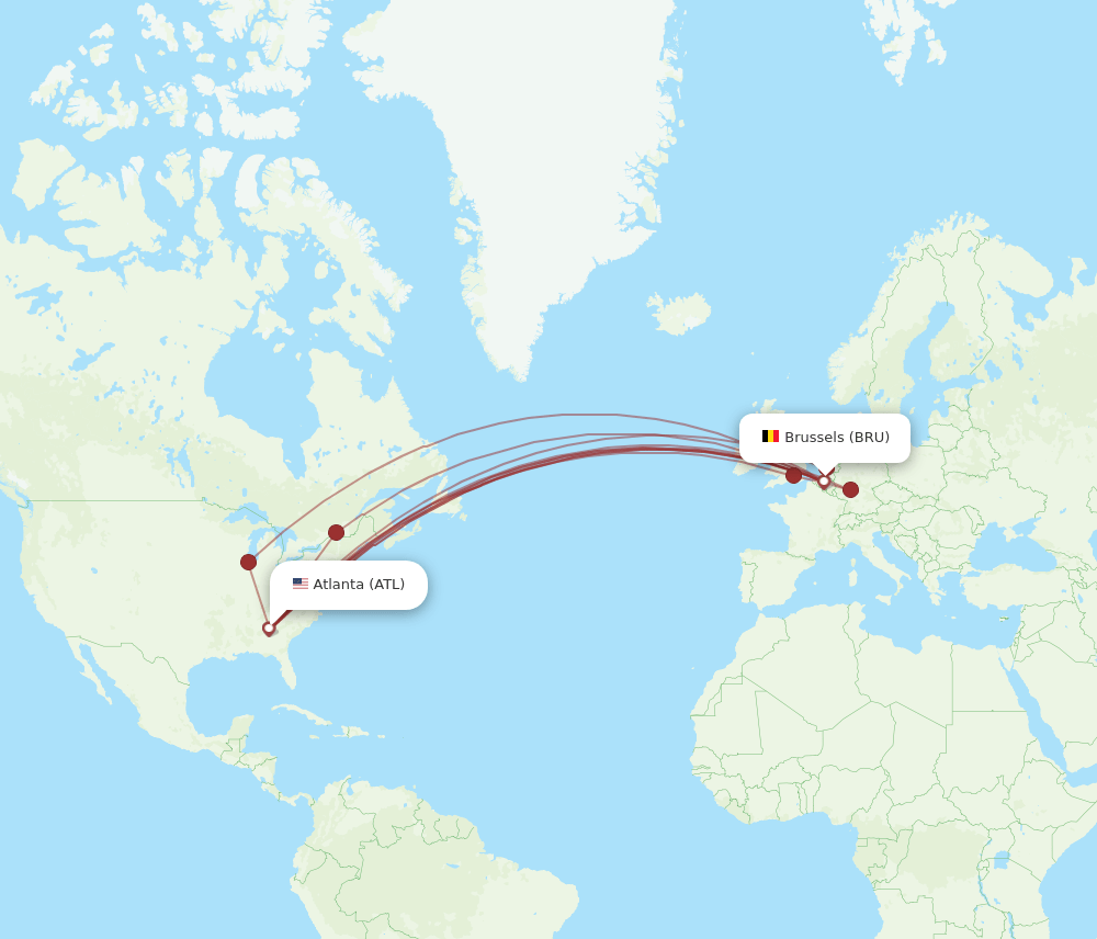 BRU-ATL flight routes