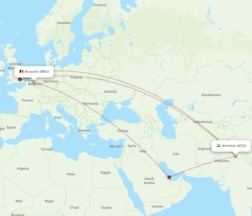 BRU-ATQ flight routes