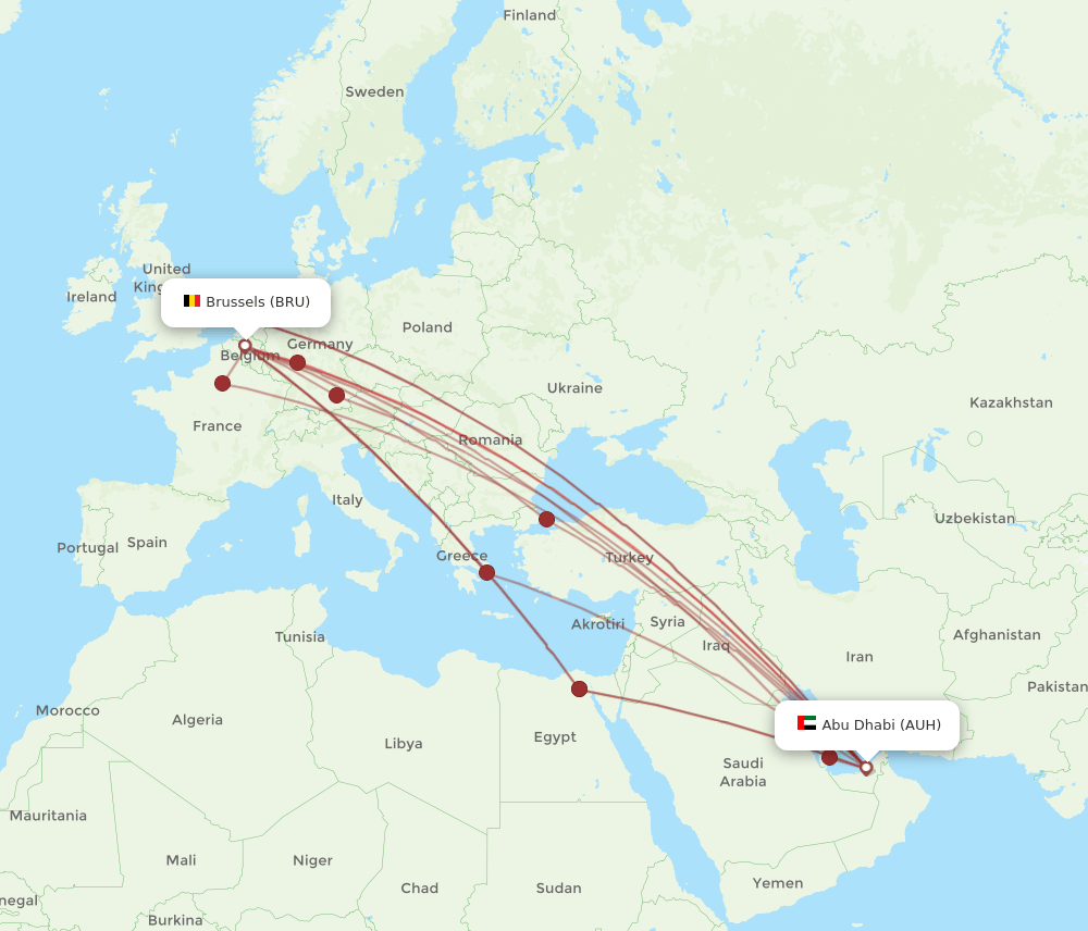 BRU-AUH flight routes