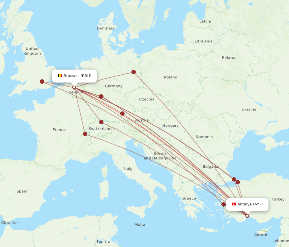 BRU-AYT flight routes
