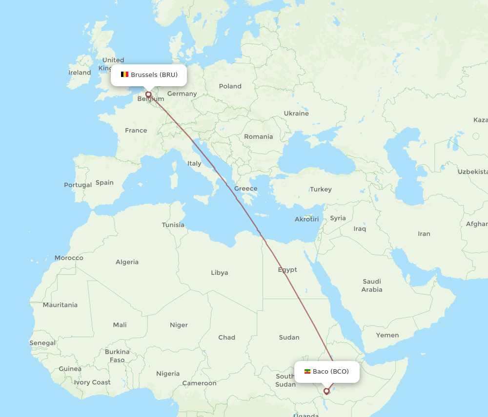 BRU-BCO flight routes