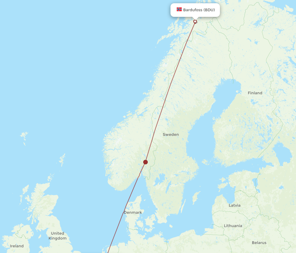 BRU-BDU flight routes