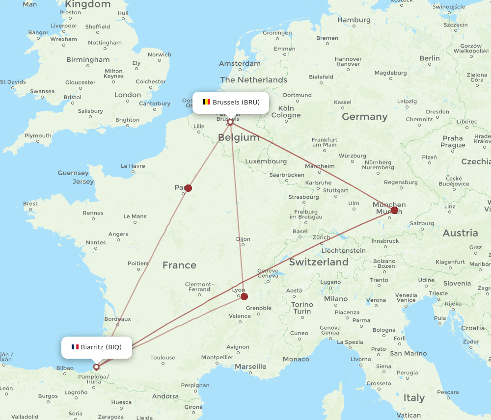 BRU-BIQ flight routes
