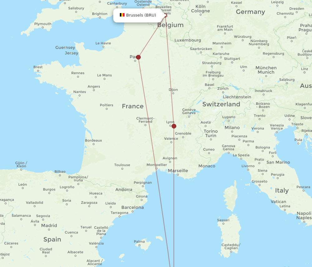 BRU-BJA flight routes