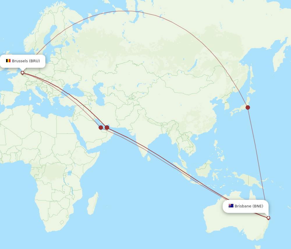 BRU to BNE flights and routes map