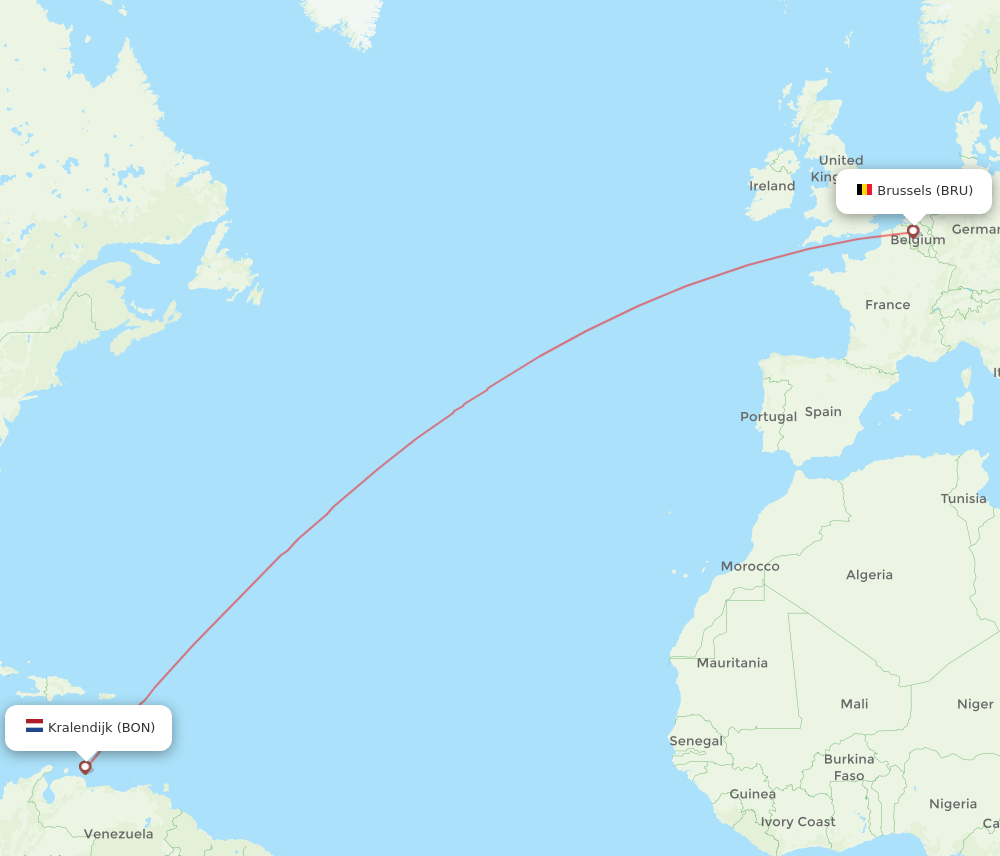 BRU-BON flight routes