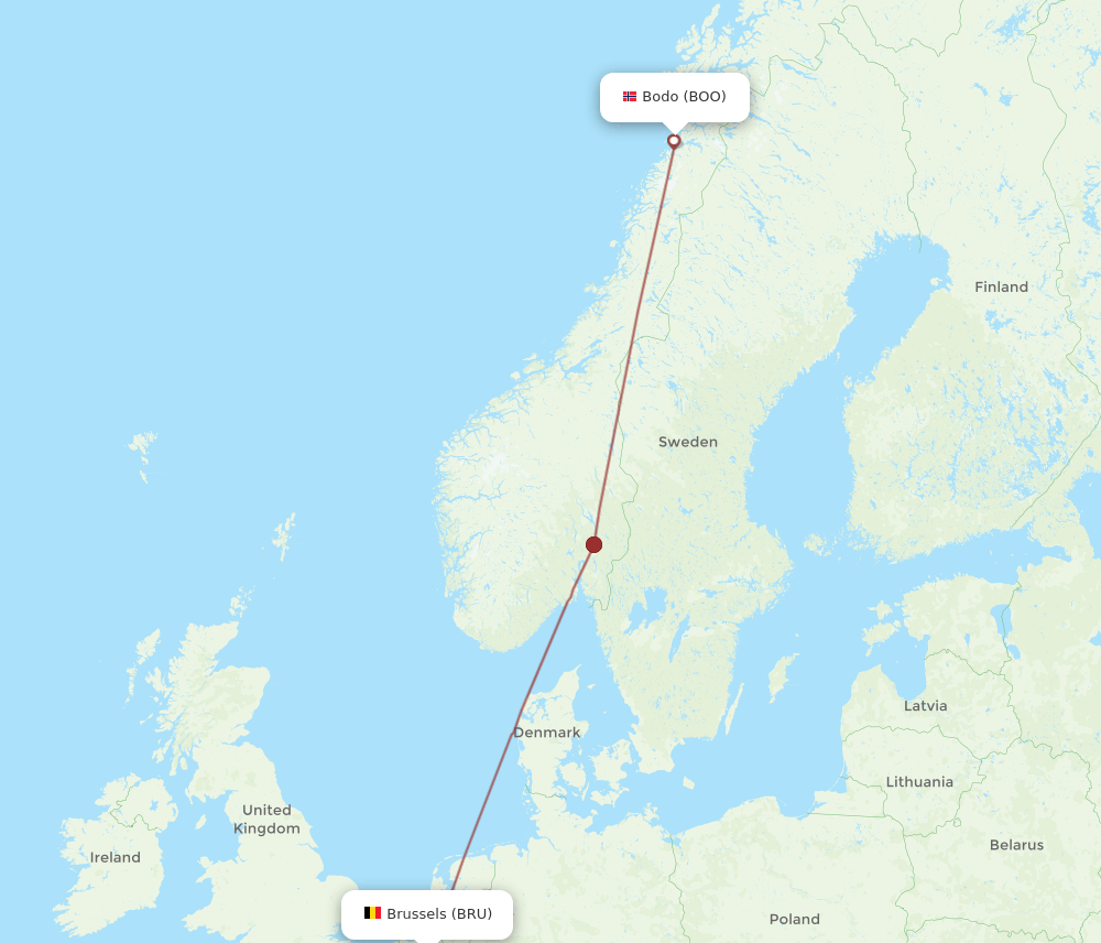 BRU-BOO flight routes