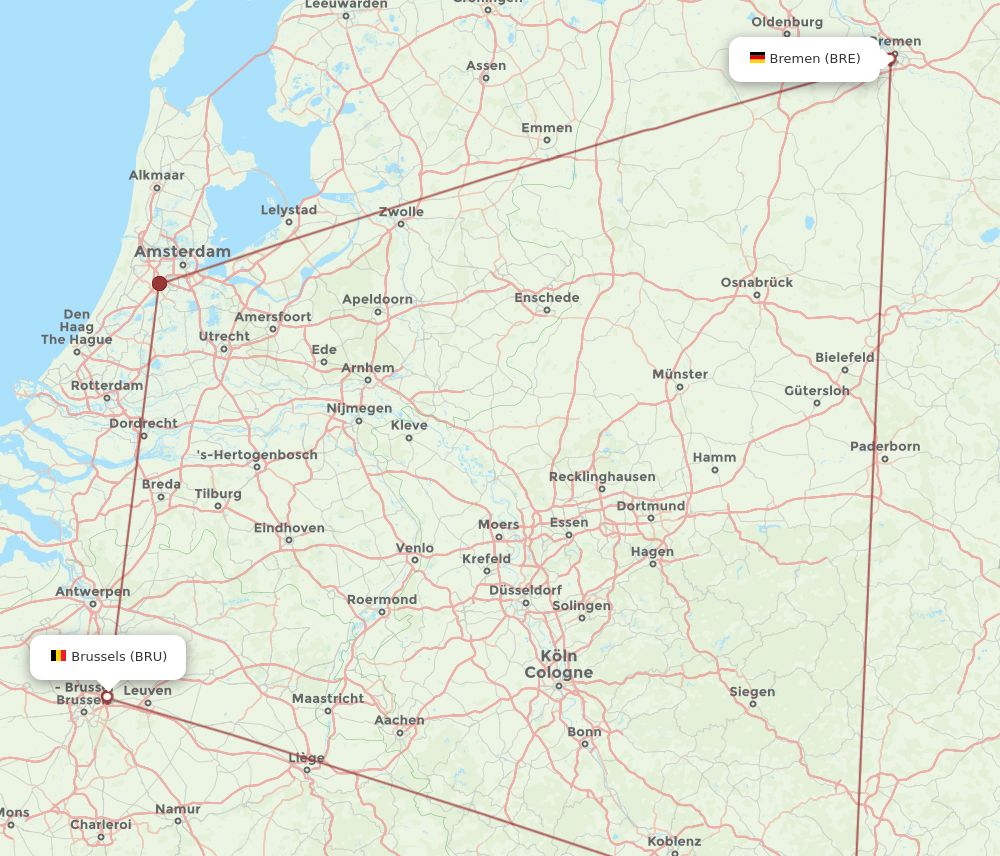 BRU-BRE flight routes