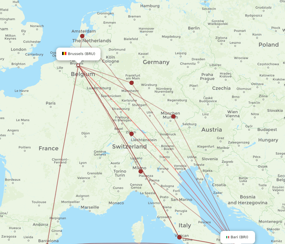 BRU-BRI flight routes