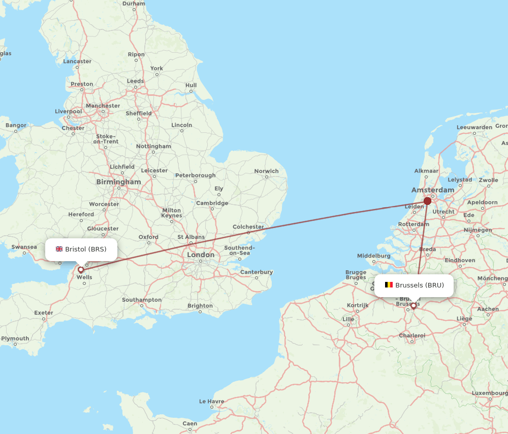 BRU-BRS flight routes