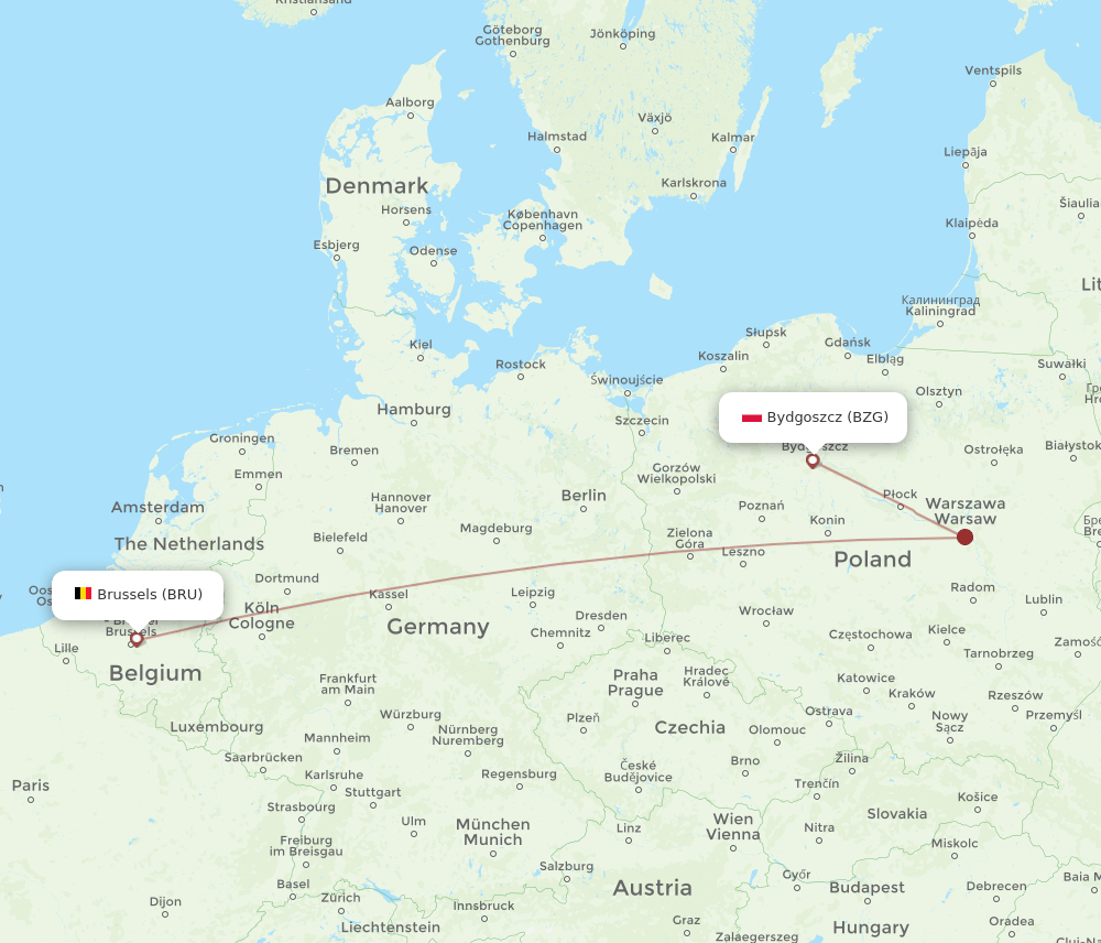 BRU-BZG flight routes