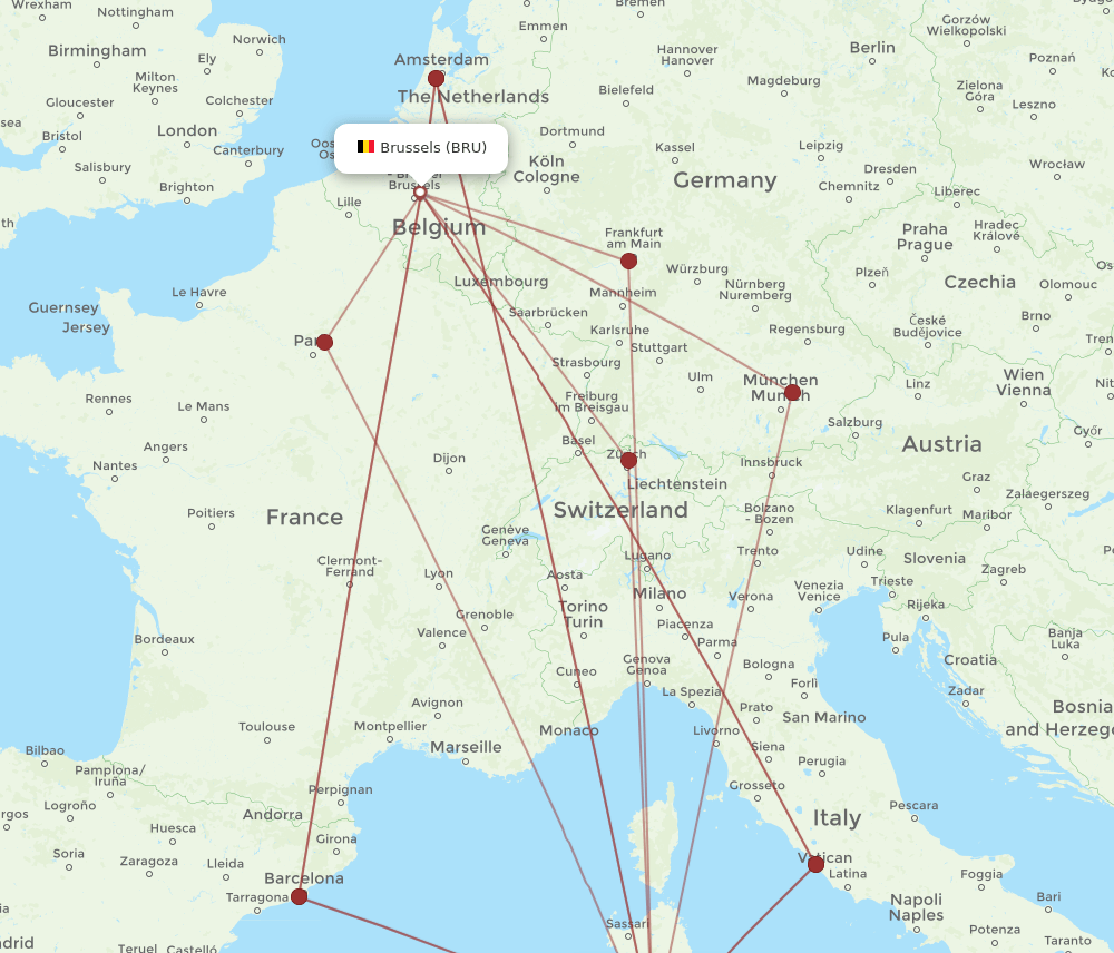 BRU-CAG flight routes