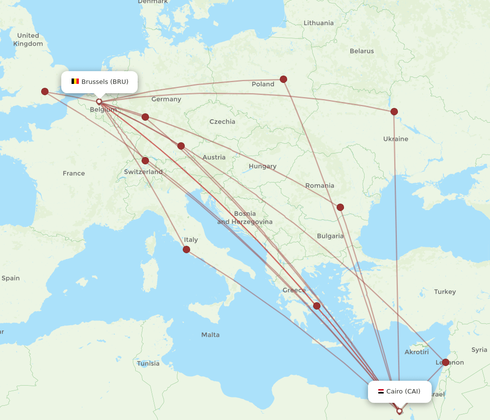 BRU-CAI flight routes