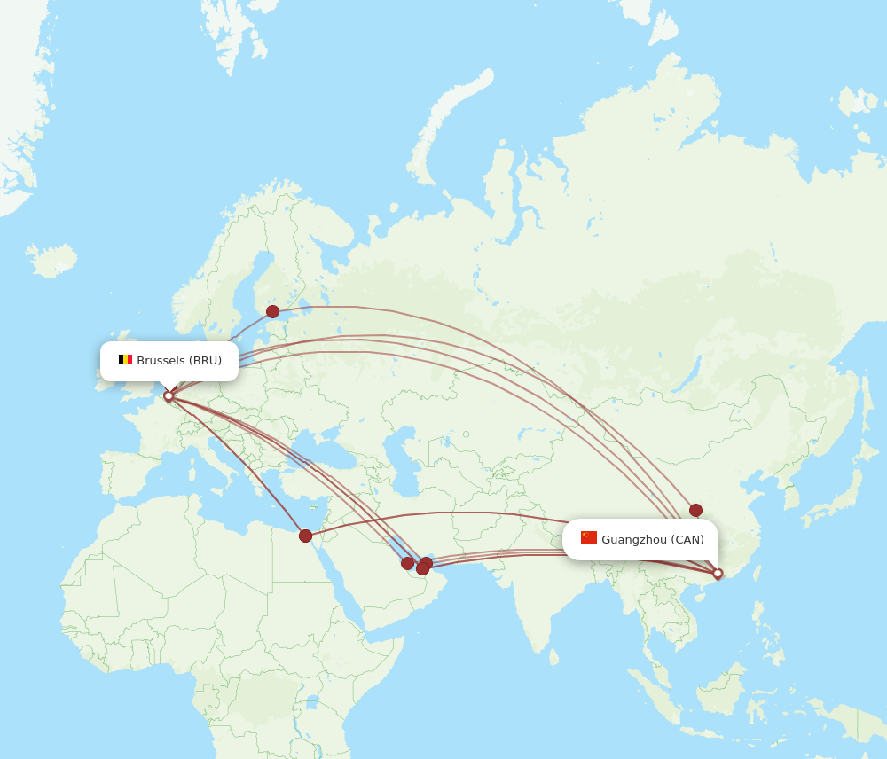 BRU-CAN flight routes