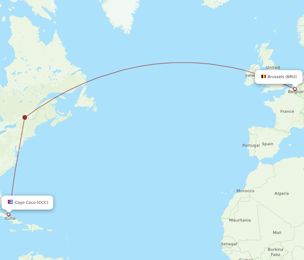 BRU to CCC flights and routes map