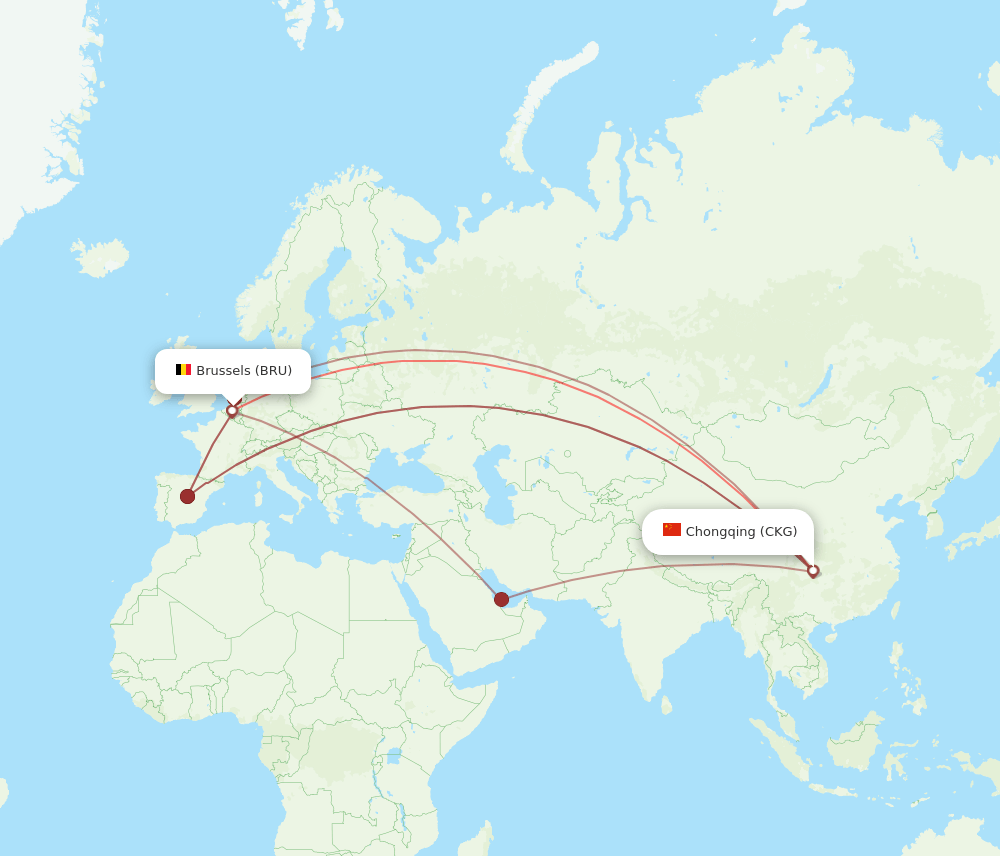 BRU-CKG flight routes