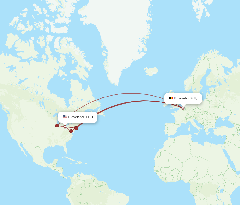 BRU-CLE flight routes