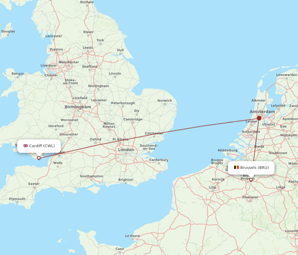 BRU-CWL flight routes