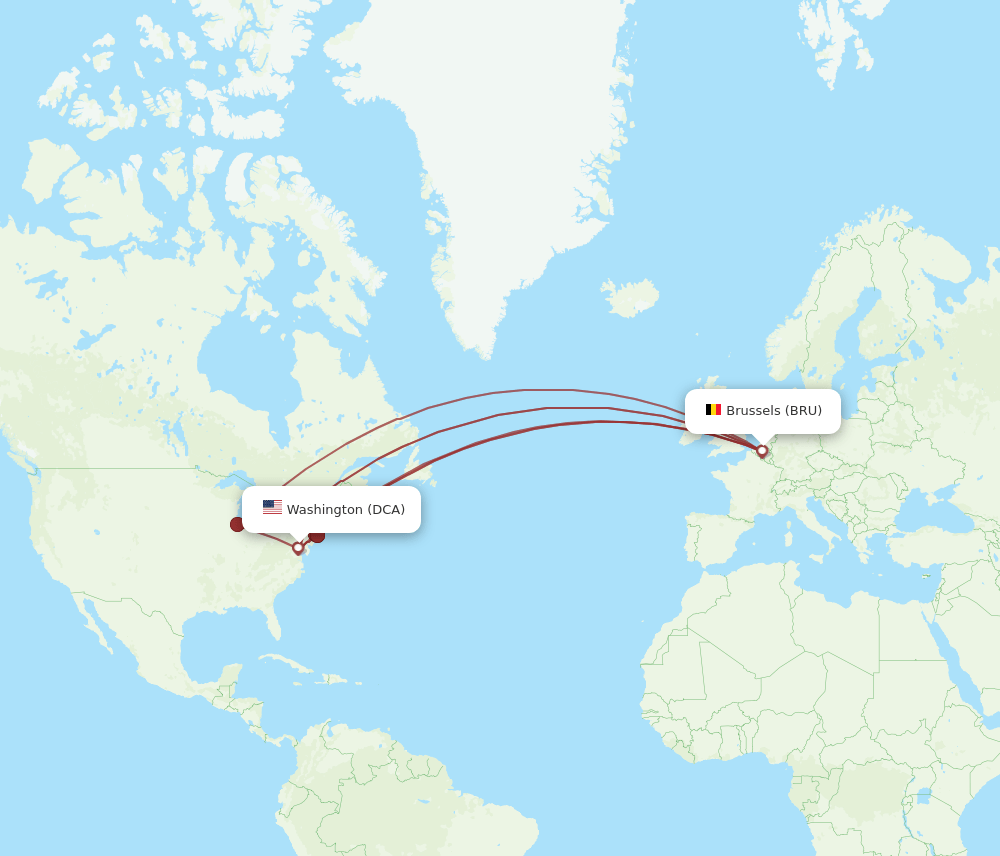 BRU-DCA flight routes