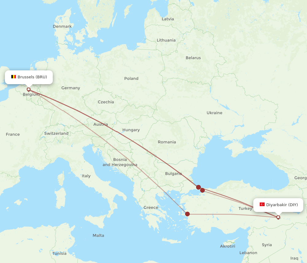 BRU-DIY flight routes