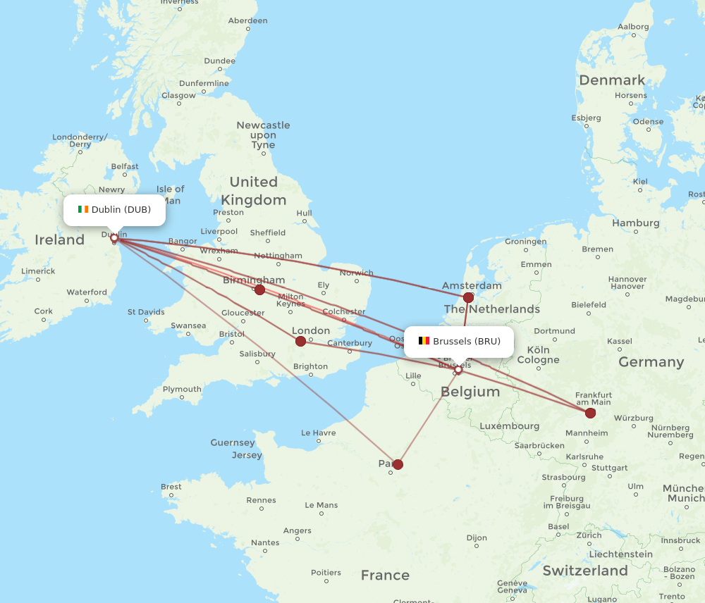 BRU-DUB flight routes