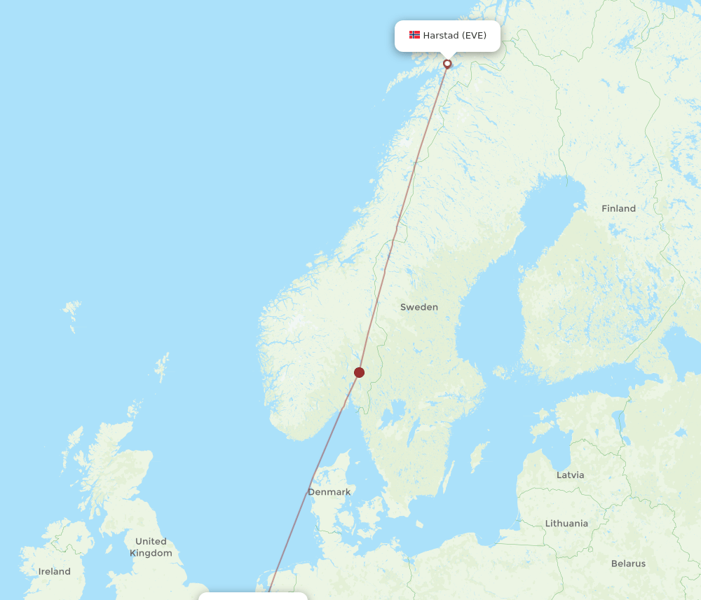 BRU-EVE flight routes