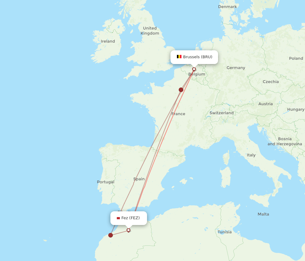 BRU-FEZ flight routes