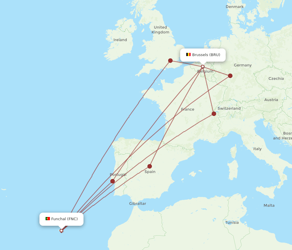 BRU-FNC flight routes