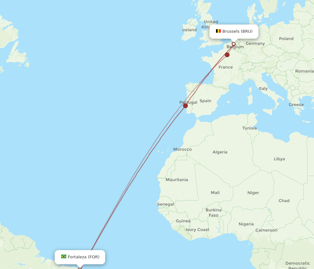 BRU to FOR flights and routes map