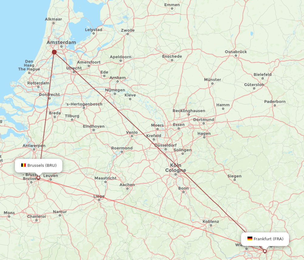 BRU to FRA flights and routes map