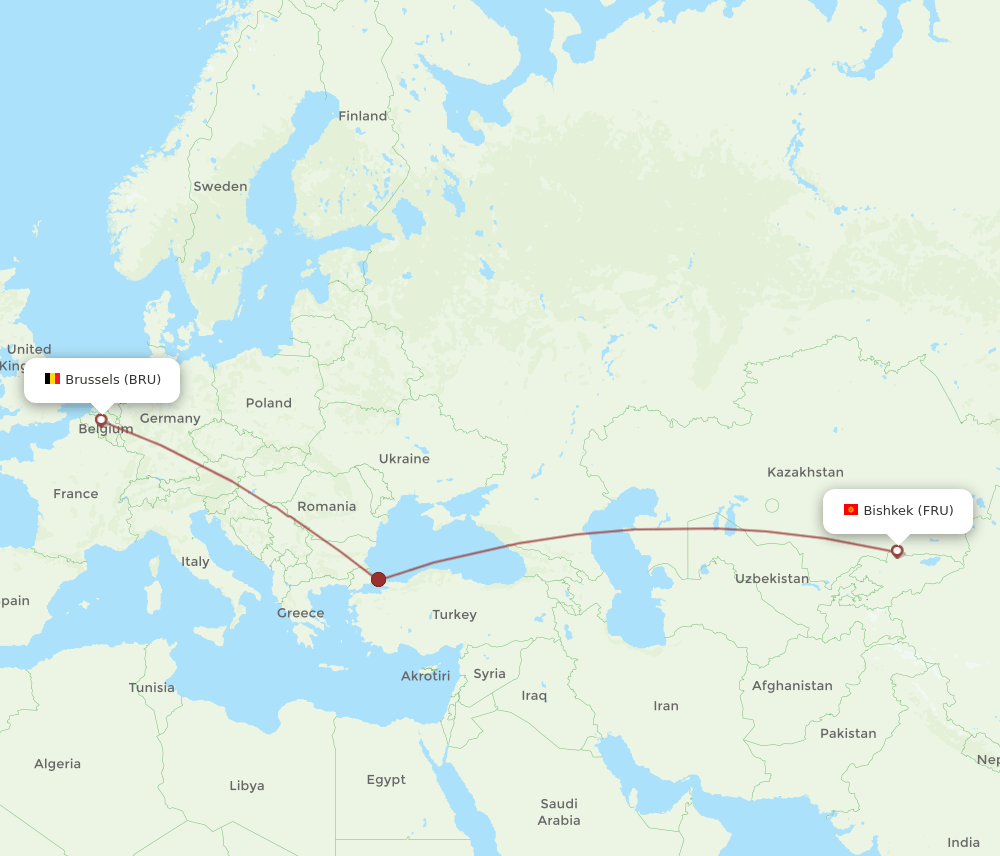 BRU-FRU flight routes