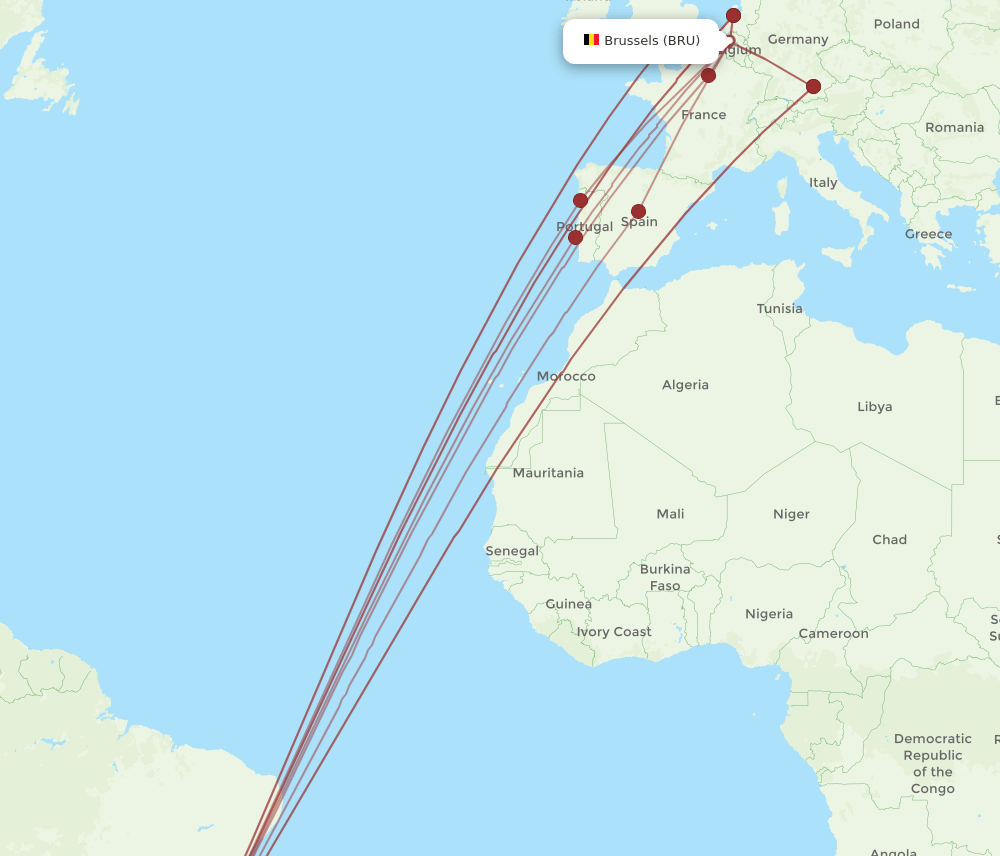 BRU-GIG flight routes