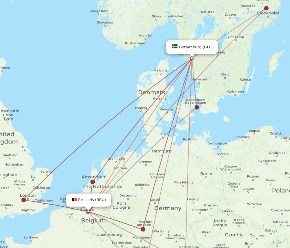 BRU-GOT flight routes