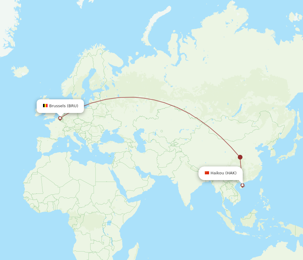 BRU-HAK flight routes
